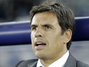 Wales' head coach Chris Coleman follows the game during the World Cup Group D qualifying soccer match between Georgia and Wales at the Boris Paichadze Dinamo Arena in Tbilisi, Georgia, Friday, Oct. 6, 2017. (AP Photo/Shakh Aivazov)