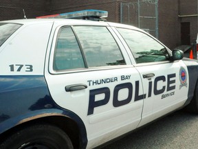 Police wait for prisoners at the provincial courthouse in Thunder Bay, Ont. on Monday Oct. 1, 2012.