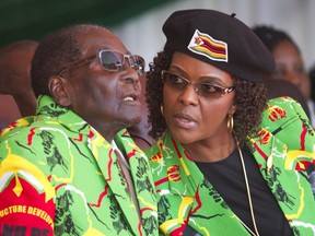 Robert and Grace Mugabe on June 2, 2017.