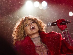 Canadian singer-songwriter Shania Twain performs at halftime of the Grey Cup in Ottawa on Nov. 26.