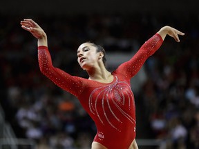 Alexandra Raisman competes in the floor exercise during Day 2 of the 2016 U.S. Women's Gymnastics Olympic Trials on July 10, 2016 in San Jose, California.
