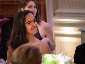 US President Barack Obama daughter Malia Obama attends a state dinner in honor of Canadian Prime Minister Justin Trudeau on March 10, 2016.