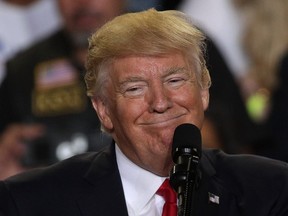 U.S. President Donald Trump speaks to supporters during a "Make America Great Again Rally" at the Pennsylvania Farm Show Complex & Expo Center April 29, 2017 in Harrisburg, Pennsylvania.