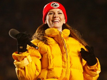 Bonus shot: Shania Twain plays the halftime show at the 2002 Grey Cup in Edmonton.