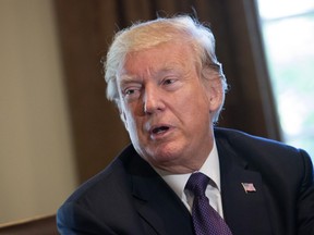 U.S. President Donald Trump speaks during a meeting  with members of the Senate Finance Committee and his economic team October 18, 2017 at the White House in Washington, D.C.