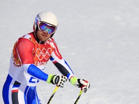 In this Feb. 16, 2014 file photo, David Poisson skis at the Sochi Olympics. The French downhiller died in a training accident at Nakiska, in Alberta, on Nov. 13, 2017.