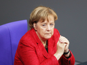 Angela Merkel on Wednesday, at the first Bundestag session since the collapse of government coalition talks.