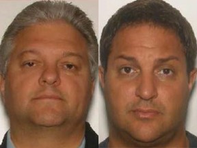 Giuseppe (Joe) Violi (darker hair, thinner) and Domenico (Dom) Violi, the sons of murdered Montreal Mafia boss Paolo Violi, were named by the RCMP as significant mob figures