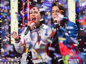 Tegan and Sara perform during the Much Music Video Awards in Toronto on Sunday, June 19, 2016. THE CANADIAN PRESS/Chris Young