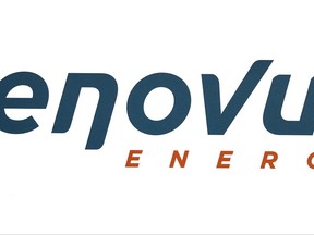 The Cenovus Energy logo is displayed at the company's annual meeting in Calgary, Wednesday, April 25, 2012. THE CANADIAN PRESS/Jeff McIntosh