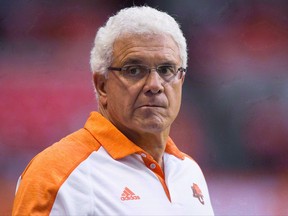 B.C. Lions' head coach Wally Buono watches from the sideline during the first half of a CFL football game against the Calgary Stampeders in Vancouver, B.C., on June 25, 2016. Uncertainty abounds as the B.C. Lions are set to close out their disappointing season with Saturday's regular-season finale against the Toronto Argonauts. General manager and head coach Wally Buono admits he doesn't know if he'll be back on the sidelines next year. THE CANADIAN PRESS/Darryl Dyck