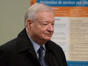 Former Laval mayor Gilles Vaillancourt arrives for a court appearance in Laval, Quebec on Thursday Dec. 1, 2016. THE CANADIAN PRESS/Ryan Remiorz