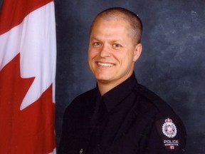 Edmonton Police Const. Michael Chernyk poses in this undated handout photo. An Edmonton police officer who was rammed by a vehicle outside a CFL game and then stabbed says his life has returned to normal.Const. Mike Chernyk was on duty outside Commonwealth Stadium on Sept. 30 when a speeding car rammed through a barrier and sent him flying five metres in the air.The driver got out, pulled out a large knife and began stabbing Chernyk. THE CANADIAN PRESS/HO - *MANDATORY CREDIT*