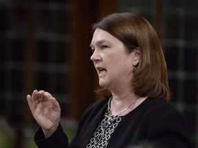 Indigenous Services Minister Jane Philpott rises during question period in the House of Commons on Parliament Hill in Ottawa on Tuesday, Oct. 24, 2017. Indigenous Services Minister Jane Philpott says she is declaring the need for an emergency meeting early next year on Aboriginal child welfare, linking the current state of affairs to Canada's residential school legacy that forcibly removed young people from their culture and families. THE CANADIAN PRESS/Adrian Wyld