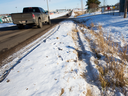 The scene of a two vehicle crash along Township Road 510 near 5 Street, in Nisku Monday Nov. 6, 2017. Four of five people who were found naked after the crash, are being treated for 