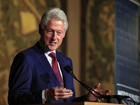 Former President Bill Clinton speaks at a symposium in Georgetown University in Washington, Monday, Nov. 6, 2017. (AP Photo/Manuel Balce Ceneta)
