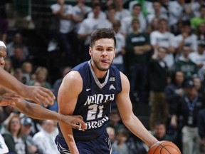 North Florida's Ivan Gandia-Rosa drives against Michigan State during the second half of an NCAA college basketball game, Friday, Nov. 10, 2017, in East Lansing, Mich. Michigan State won 98-66. (AP Photo/Al Goldis)