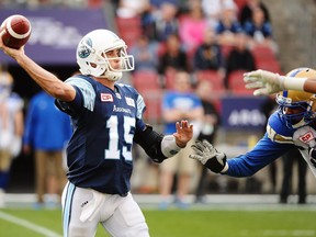 Toronto Argonauts quarterback Ricky Ray passes against the Winnipeg Blue Bombers on Oct. 21.