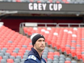 Toronto Argonauts quarterback Ricky Ray walks on the field at practice in Ottawa on Nov. 25.