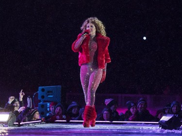 Shania Twain performs during the halftime show during the 105th Grey Cup between the Toronto Argonauts and the Calgary Stampeders Sunday November 26, 2017 in Ottawa. THE CANADIAN PRESS/Justin Tang