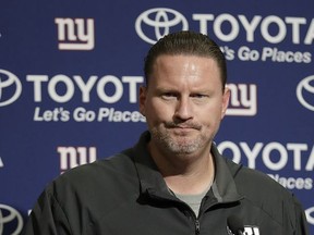 New York Giants head coach Ben McAdoo speaks at a news conference after an NFL football game against the San Francisco 49ers in Santa Clara, Calif., Sunday, Nov. 12, 2017. (AP Photo/Marcio Jose Sanchez)