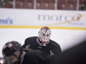 Taylor Crosby practices for St. Cloud State in St. Cloud, Minn., on Oct. 20.
