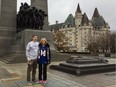 Karen Kuldys is shown with her son Ryan at the National War Memorial in Ottawa on Nov. 25.