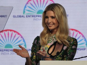 Ivanka Trump speaks during the opening of the Global Entrepreneurship Summit in Hyderabad, India, Tuesday, Nov. 28, 2017.
