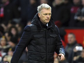 FILE - In this Monday, Dec. 26, 2016 file photo, Sunderland manager David Moyes looks on during their English Premier League soccer match against Manchester United at Old Trafford in Manchester, England. Slaven Bilic was fired as manager of West Ham on Monday, Nov. 6, 2017 after the team dropped into the Premier League's relegation zone following another big loss. Former Manchester United manager David Moyes is reportedly favored to replace Bilic. Moyes quit Sunderland following its relegation from the Premier League last season. (AP Photo/Rui Vieira, file)