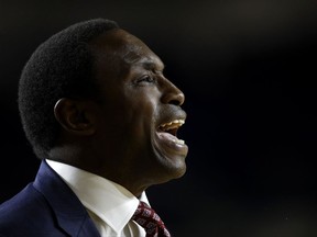 Alabama coach Avery Johnson calls to his players during the first half of an NCAA college basketball game against Memphis at the Veterans Classic tournament in Annapolis, Md., Friday, Nov. 10, 2017. (AP Photo/Patrick Semansky)