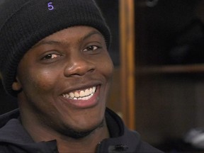 Minnesota Vikings quarterback Teddy Bridgewater smiles as he speaks with reporters at the NFL football team's training facility in Eden Prairie, Minn., Thursday, Nov. 9, 2017. An unquestionable lift for the Vikings came this week with Bridgewater activated. He'll serve as backup to Case Keenum, but his return from a devastating knee injury in training camp 2016 is a huge plus. (Shari L. Gross/Star Tribune via AP)