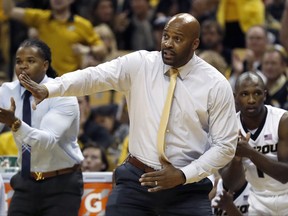 Missouri head coach Cuonzo Martin is seen on the sidelines during the first half of an NCAA college basketball game against Iowa State Friday, Nov. 10, 2017, in Columbia, Mo. (AP Photo/Jeff Roberson)