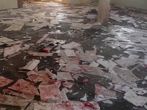 Inside the mosque after a deadly attack by a suicide bomber, in Mubi, Adamawa State, Nigeria on Tuesday.