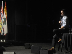 Prime Minister Justin Trudeau takes questions from the audience following his Symons Lecture speech at the Confederation Centre of the Arts in Charlottetown, P.E.I., on Thursday, Nov 23, 2017. THE CANADIAN PRESS/Nathan Rochford