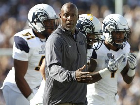 FILE - In this Sept. 3, 2016, file photo, Kent State head coach Paul Haynes works the sideline during the first half of an NCAA college football game against Penn State in State College, Pa. Haynes has been fired after five losing seasons, Kent State announced Wednesday, Nov. 22, 2017.  (AP Photo/Chris Knight, File)