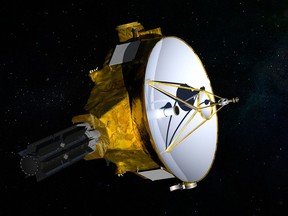 This illustration provided by NASA shows the New Horizons spacecraft. The probe whipped past Pluto in 2015 and is headed to 2014 MU69 for an attempted 2019 flyby of the tiny, icy world on the edge of the solar system. (NASA/JHUAPL/SwRI via AP)