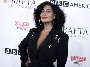 FILE - In this Sept. 16, 2017, file photo, Tracee Ellis Ross attends the BAFTA Los Angeles TV Tea Party at the Beverly Hilton Hotel in Beverly Hills, Calif. Tracee Ellis Ross will be close by when her mom Diana Ross is honored at the American Music Awards on Sunday, Nov. 19, because she'll be hosting the show. The "black-ish" actress says she's excited to be named the host but "especially thrilled" to do it the year that her mother is getting the Lifetime Achievement award. (Photo by Richard Shotwell/Invision/AP, File)