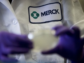 FILE - In this Thursday, Feb. 28, 2013, file photo, a Merck scientist conducts research in West Point, Pa. On Wednesday, Nov. 8, 2017, the Food and Drug Administration approved sales of Merck and Co.'s Prevymix, the first drug to prevent life-threatening infections in adults after a bone marrow transplant. (AP Photo/Matt Rourke, File)