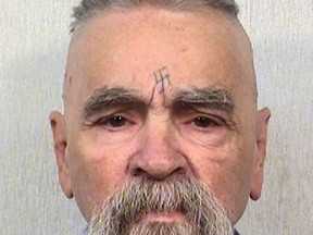 FILE - This Oct. 8, 2014 photo provided by the California Department of Corrections shows Charles Manson. Authorities say Manson, cult leader and mastermind behind 1969 deaths of actress Sharon Tate and several others, died on Sunday, Nov. 19, 2017. He was 83. (California Department of Corrections and Rehabilitation via AP, File)