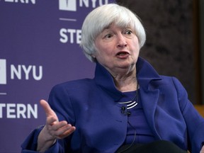 Federal Reserve Chair Janet Yellen participates in a moderated discussion at New York University's Stern School of Business, Tuesday, Nov. 21, 2017, in New York. (AP Photo/Craig Ruttle)