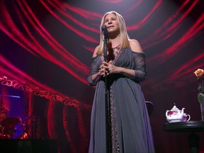 This image released by Netflix shows Barbra Streisand in a scene from her concert special, "Barbra: The Music ... The Mem'ries ... The Magic!" debuting Wednesday on Netflix. (Netflix via AP)