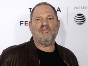 FILE - In this April 28, 2017 file photo, Harvey Weinstein attends the "Reservoir Dogs" 25th anniversary screening during the 2017 Tribeca Film Festival in New York. An unnamed actress has sued Harvey Weinstein for sexual battery over a pair of incidents in which she alleges the film producer forced her into sexual situations in 2015 and 2016. (Photo by Charles Sykes/Invision/AP, File)