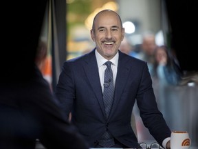This Nov. 16, 2017 photo released by NBC shows Matt Lauer during a broadcast of the "Today," show in New York.  NBC News fired the longtime host for "inappropriate sexual behavior." Lauer's co-host Savannah Guthrie made the announcement at the top of Wednesday's "Today" show. ( Zach Pagano/NBC via AP)