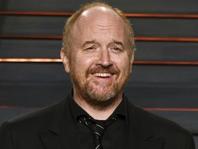 FILE - In this Feb. 28, 2016 file photo, Louis C.K. arrives at the Vanity Fair Oscar Party in Beverly Hills, Calif. The New York premiere of Louis C.K.'s controversial new film "I Love You, Daddy" has been canceled amid swirling controversy over the film and the comedian. (Photo by Evan Agostini/Invision/AP, File)