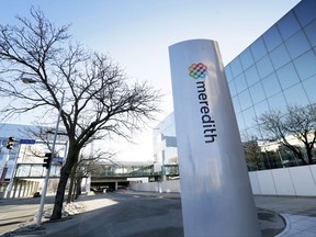 FILE - This March 11, 2015, file photo shows the Meredith Corp. headquarters building in Des Moines, Iowa. Meredith Corp. said Sunday, Nov. 26, 2017, that it is buying Time Inc. for about $1.8 billion in a deal that joins two giant magazine companies. (AP Photo/Charlie Neibergall, File)