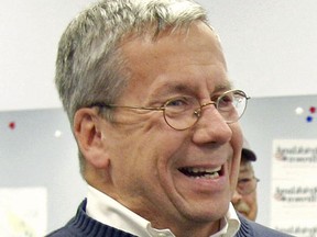 FILE – In this Oct. 29, 2010, file photo, William O'Neill, an Ohio appeals court judge selected as the Democratic nominee for U.S. House of Representatives to represent Ohio's 14th District, laughs during a campaign stop at the Democratic party headquarters in Mentor, Ohio. O'Neill, now an Ohio Supreme Court justice campaigning for the Democratic nomination to run for Ohio governor in 2018, volunteered candid details of his sexual past on Facebook, saying Friday, Nov. 17, 2017, that he was taking a swipe at the "media frenzy" over sexual misconduct. The post was immediately attacked as inappropriate and led to calls for his ouster. (AP Photo/Amy Sancetta, File)