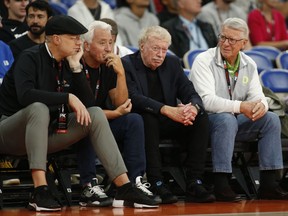 Phil Knight, Nike co-founder, watches Portland State play Duke in an NCAA basketball game during the Phil Knight Invitation tournament in Portland, Ore., Thursday, Nov. 23, 2017. (AP Photo/Timothy J. Gonzalez)