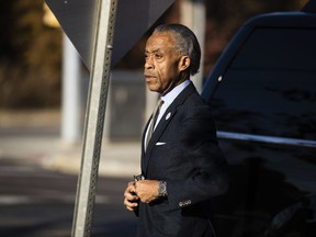 The Rev. Al Sharpton arrives to visit with Rapper Meek Mill at the state correctional institution in Chester, Pa., Monday, Nov. 27, 2017. Mill was sentenced to serve two to four years in prison for violating probation in a nearly decade-old gun and drug case. (AP Photo/Matt Rourke)