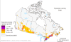 Let this population density graphic remind you why Canada is simultaneously importing and exporting gasoline; our refineries aren’t always within easy reach of the Canadians who need gas.