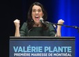 Valerie Plante speaks to supporters after being elected mayor of Montreal on municipal election night in Montreal, Sunday, November 5, 2017.